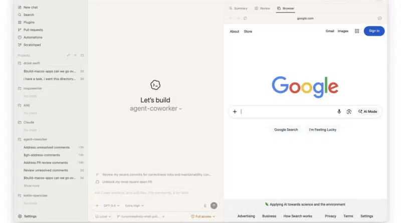 Interface Codex Superapp com novo painel de visualização e navegação web