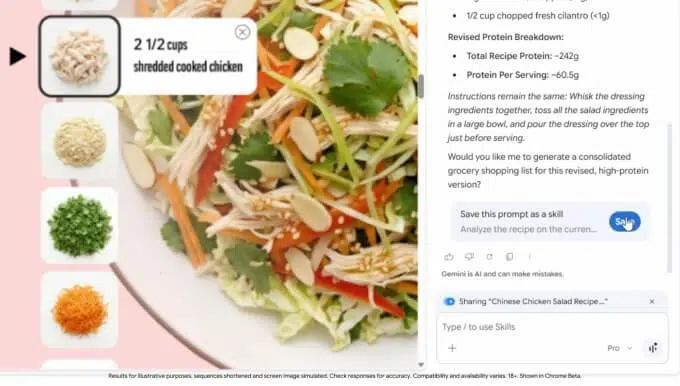Captura de tela mostrando o menu de Skills no Google Chrome.