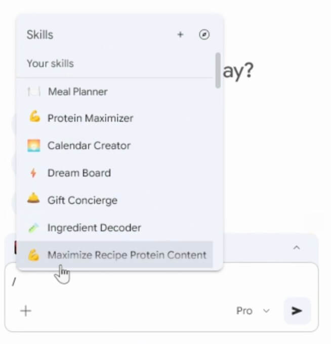 Interface do Gemini no Chrome mostrando Skill ativa.