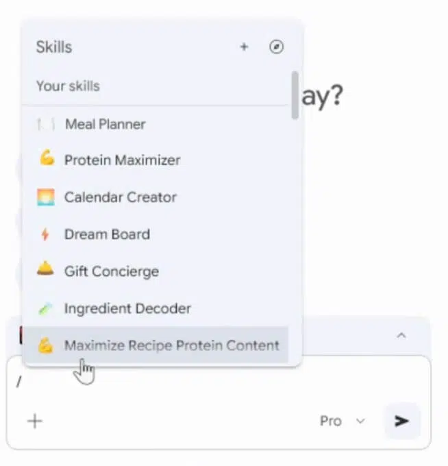 Interface do Gemini no Chrome mostrando Skill ativa.