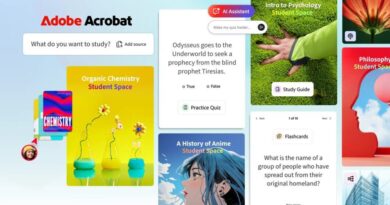 Interface do Adobe Acrobat Student Spaces com opções de IA para estudantes