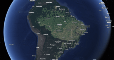 Captura de tela do Google Earth com camadas atualizadas do Brasil