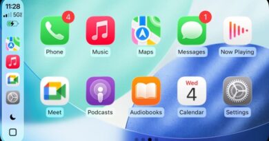 Interface do Google Meet no Apple CarPlay, mostrando reuniões agendadas