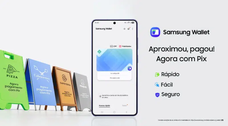 Samsung Wallet agora funciona com Pix