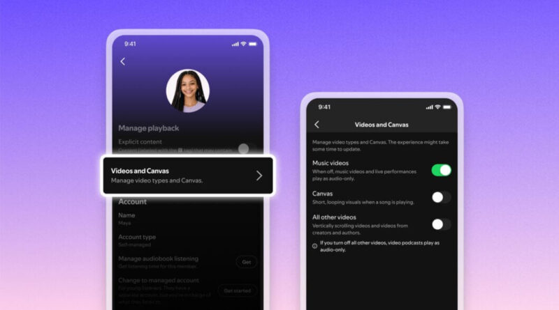 Aplicativo do Spotify com opção para desativar vídeos e Canvas
